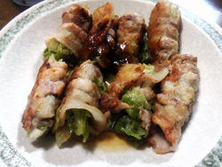 レタスの肉巻き炒め